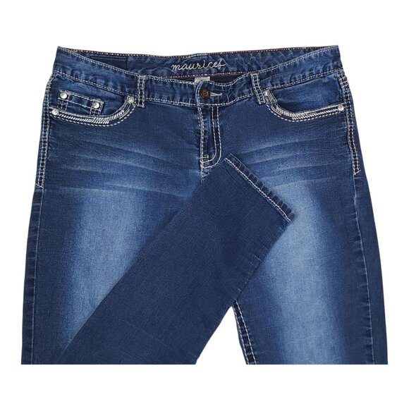 Maurices Womens Jeggings XL Distressed Skinny Jeans Back Pocket Embroidery - Picture 4 of 10